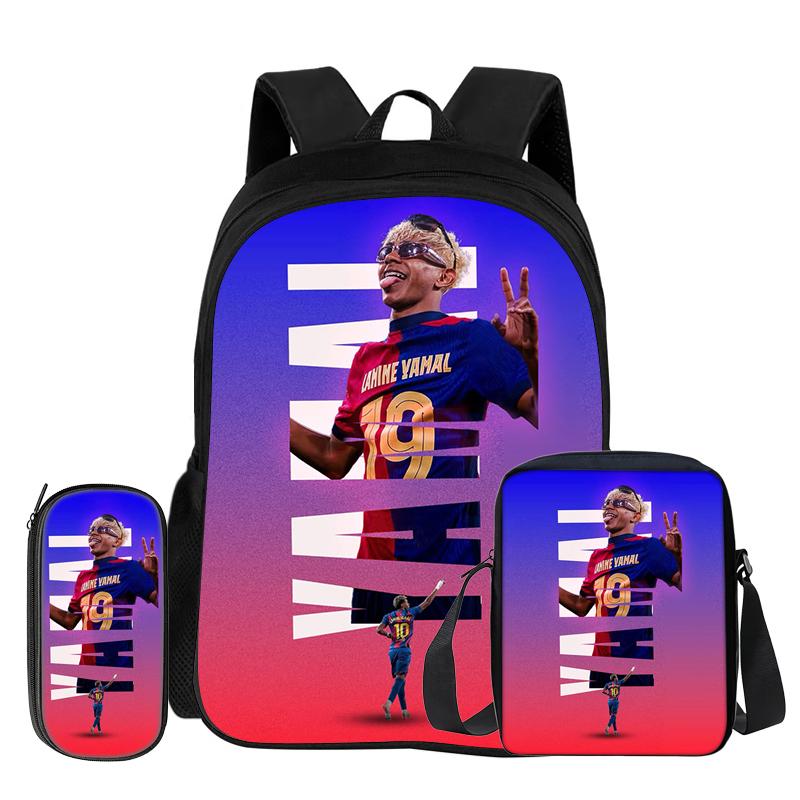 Apprendre, Voyage Star du Football École Carrière Haaland Set de 3 pièces avec Poche Avant Sac à Dos Boîte à Lunch, Trousse à Crayons, Sac à Dos de Sport