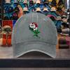 Mexican Flag Rose Washed Baseball Cap Cotton Adjustable Retro Streetwear Hat for Unisex