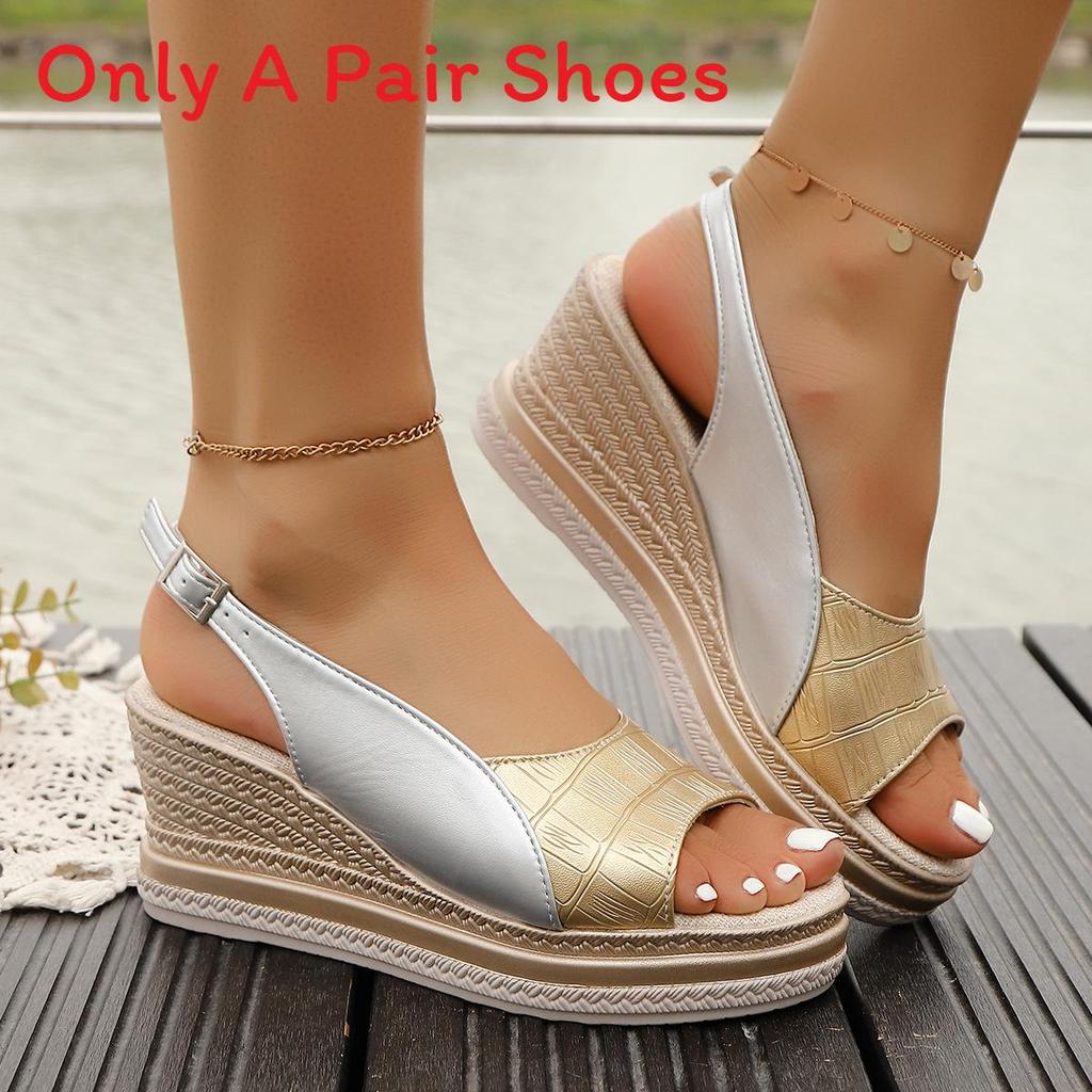 Summer Womens Platform Sandals With Pu Upper And Ankle Strap For Casual Beachwear