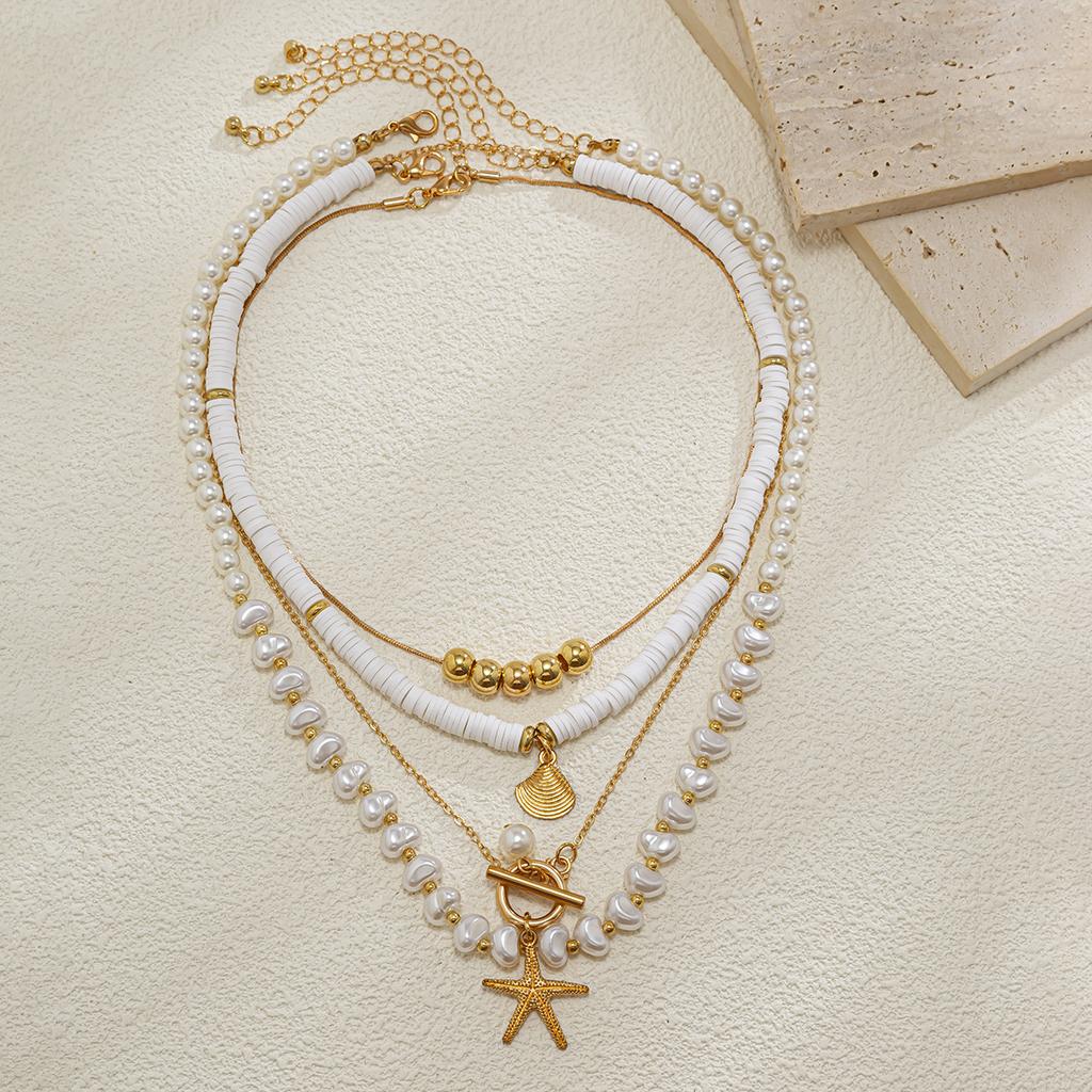 INS Style Reluster Pearl Necklace For Women Irregular Shell Starfish Pendant Collarbone Chain Girls Fashion Jewelry Neck Chain