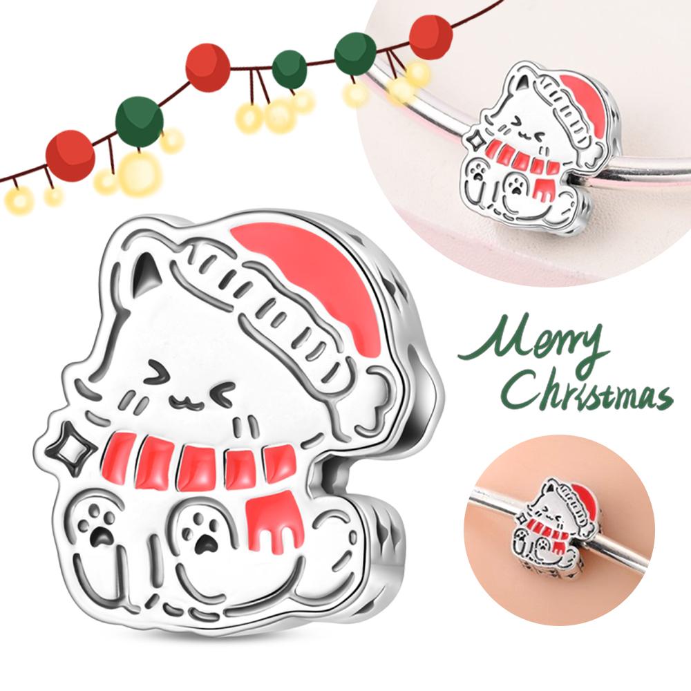 Cute Pet Series Hand Drawn Style Kitten Charm Eat Fruit Bead Fit Diy Copper Bracelet Necklace Women Anniversary Jewelry Gift