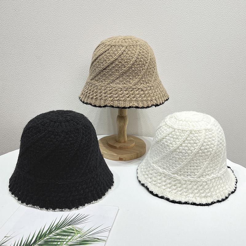 Automne et Hiver Nouveau Chapeau de Pêcheur Chapeau Tricoté en Dentelle Japonaise Polyvalent Chapeau Chaud et Décontracté