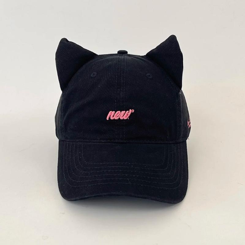 Embroidered Three Dimensional Cat Ear Baseball Cap for Women  Summer Korean Style Casual and Versatile Sunshade Personalized Baseball Cap for Men