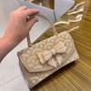 Elegant Chain Shoulder Bag Women Rhinestone Embellished Crossbody Clutch Square Shape With Magnet PVC Material Gold