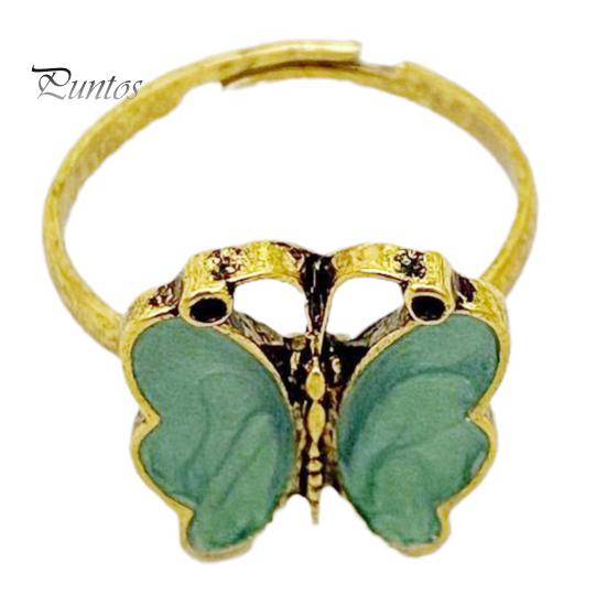 

Кольцо в стиле ретро, старое зеленое, с декором в виде бабочек, женское, регулируемое, складывающееся кольцо, идеальный подарок зелёный