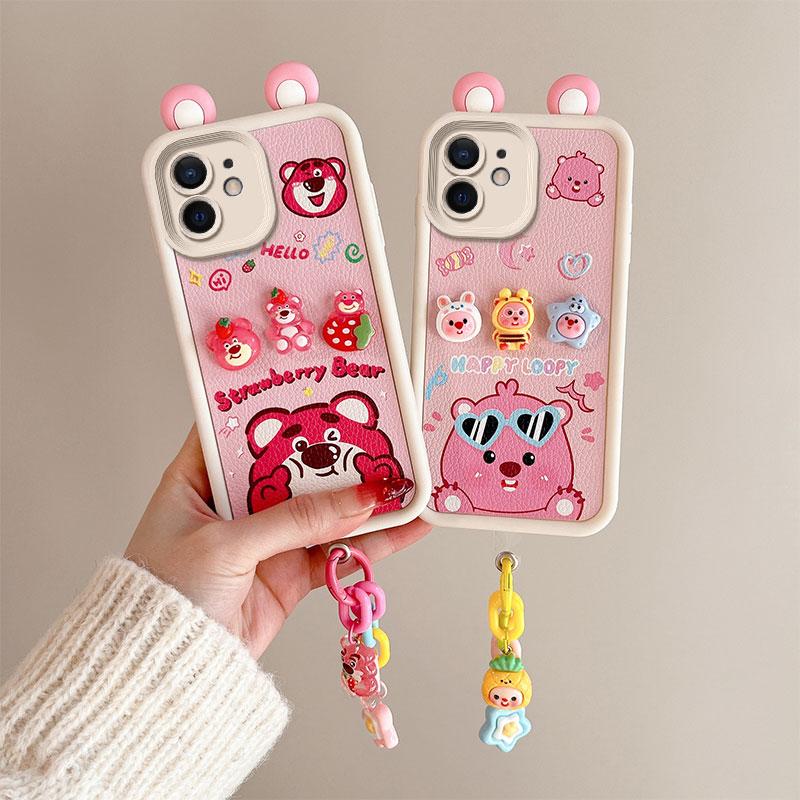 KEYSION Cute Ear 3D Cartoon Case for iPhone 11 with Bracelet Soft Silicone Shockproof Phone Back Cover for iPhone 11