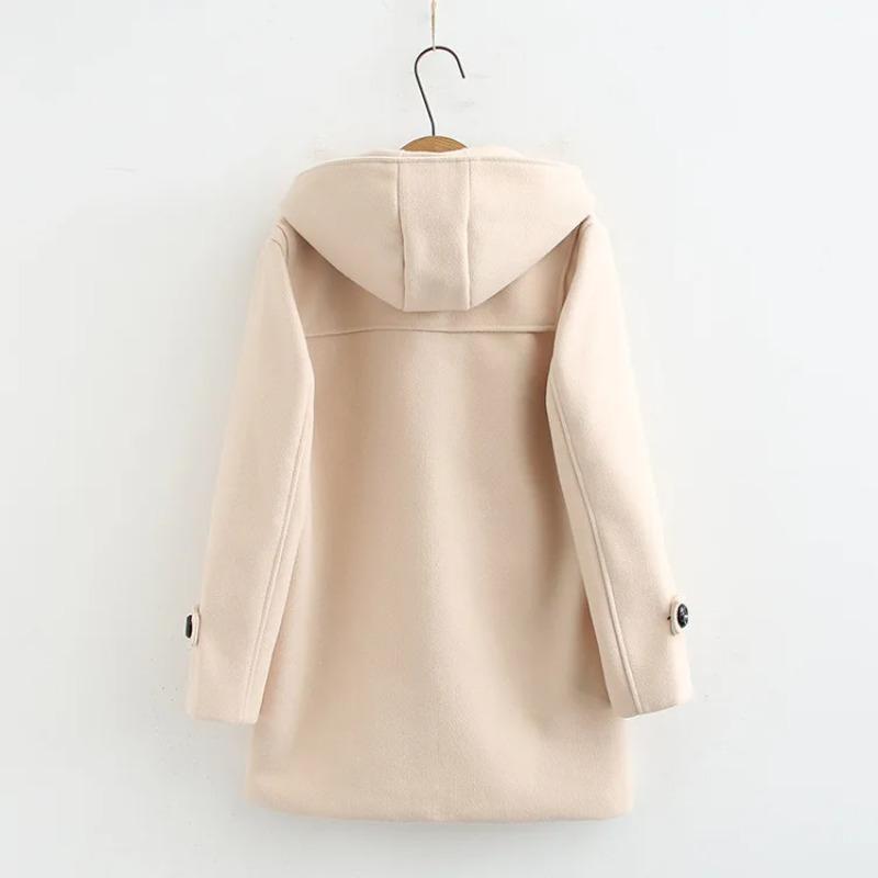Cappotto di Lana Giubbotti da Donna Cappotti con Cappuccio Bottoni Manica Lunga Spesso Casual Y2k Streetwear Elegante Primavera Autunno Caldo