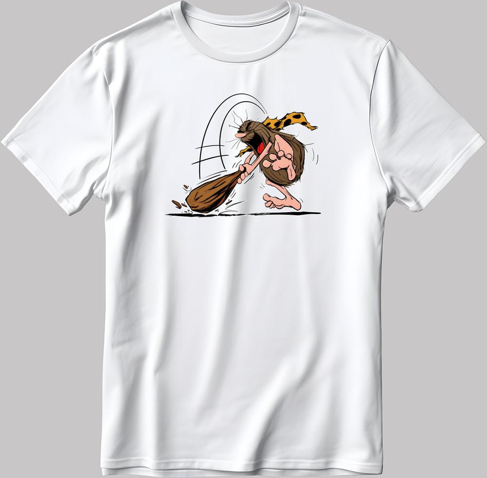 

Captain Caveman Funny Short Sleeve White-Black Men/ Women T Shirt R225 2XL