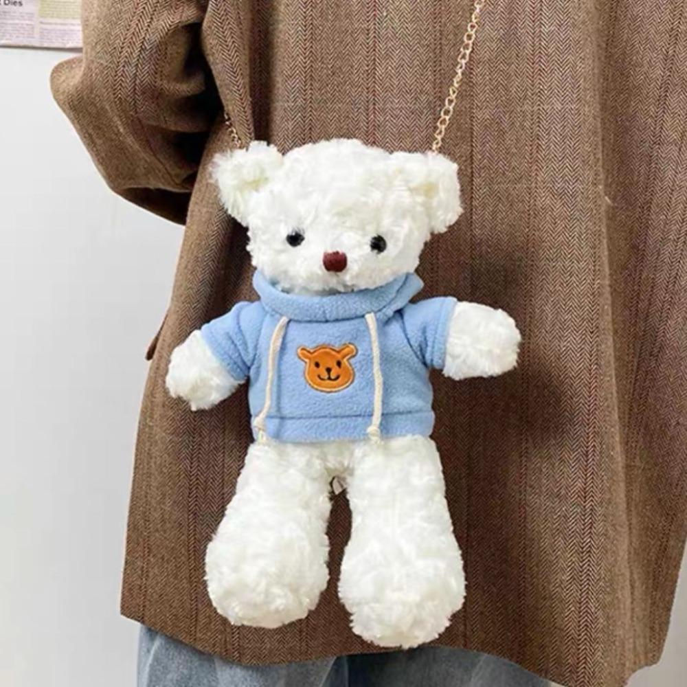 Bear Bag Plush Sweater White Bear Doll Ragdoll Girl Oblique Straddle Bag Creativity