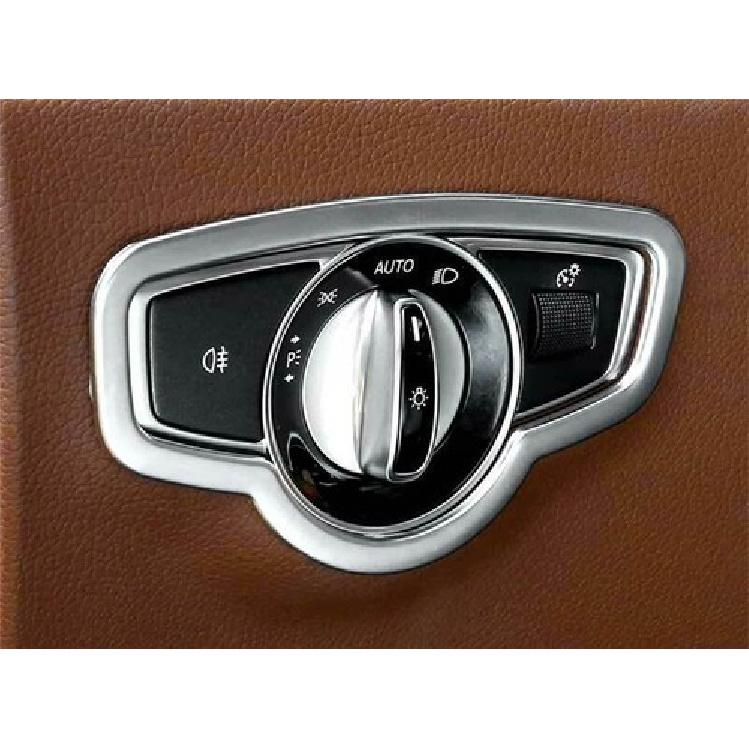 2016-21 Headlight Switch Control Button Ring For Benz E-Class W213 Matte Sliver
