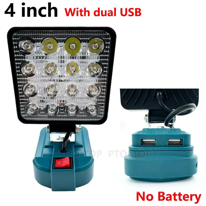 4 Inch LED Work Light Outdoor Flashlight Lantern For Makita 14.4-20V Lithium Batteries Camping Lamp Emergency Lighting