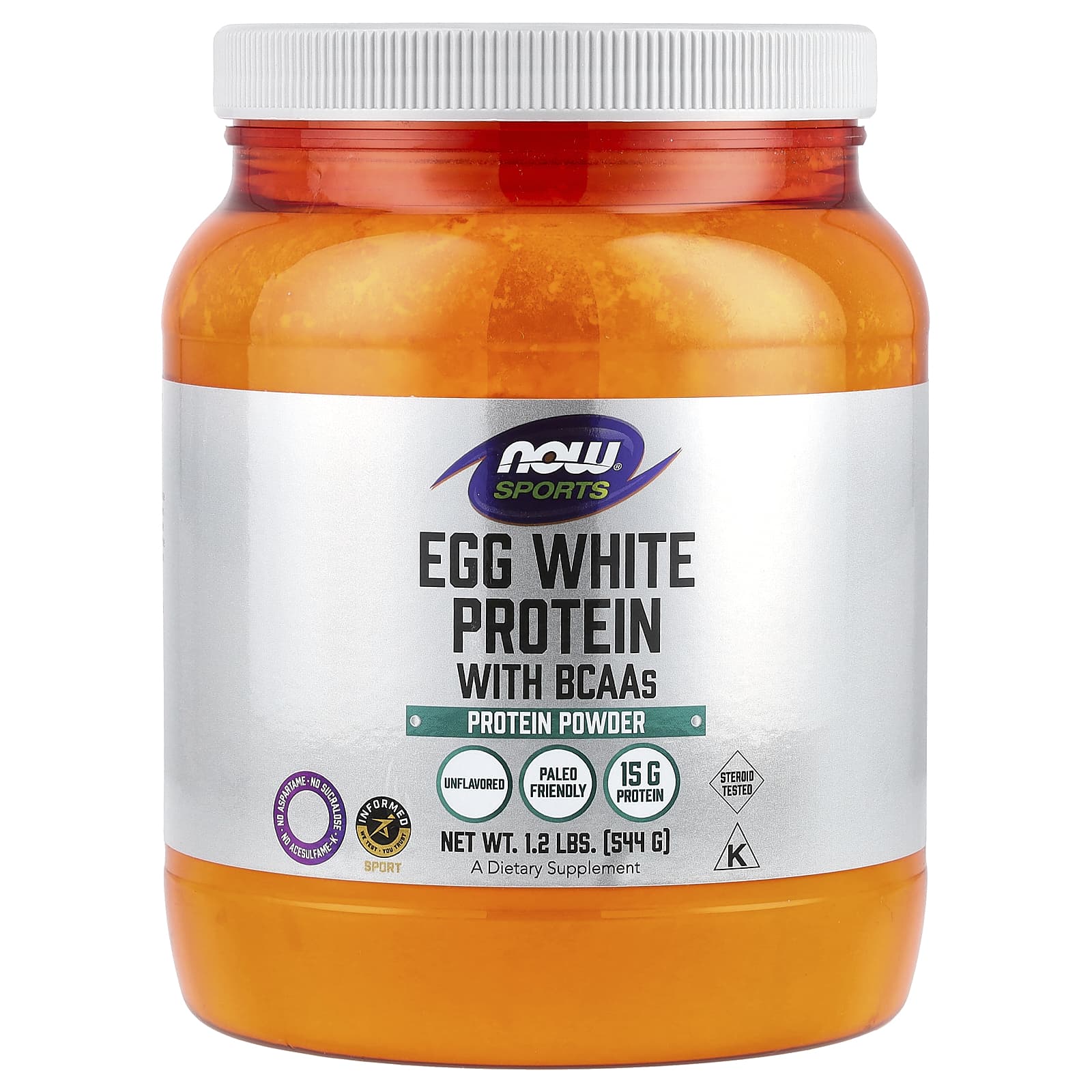 

Sports, Egg White Protein with Bcaa, Protein Powder, Unflavored, 544G (1.2Lb)