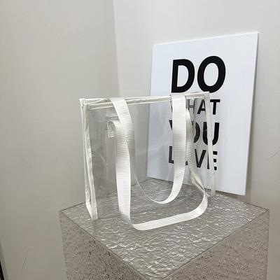 Fashion Creative Transparent Pvc Tote Bag Simple Large Capacity Gift Bag Portable Travel Shoulder Bag Women