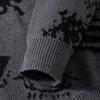 Mens Loose Crew Neck Long Sleeve Personalized Eye Pattern Warm Knit Sweater