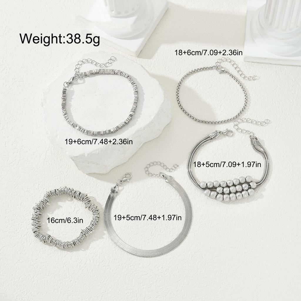 7Pcs Crushed Bead Stackable Bracelet Set for Women Trendy Mixed Texture Fragmented Bead Chain Fashion Daily Wear Jewelry Gifts