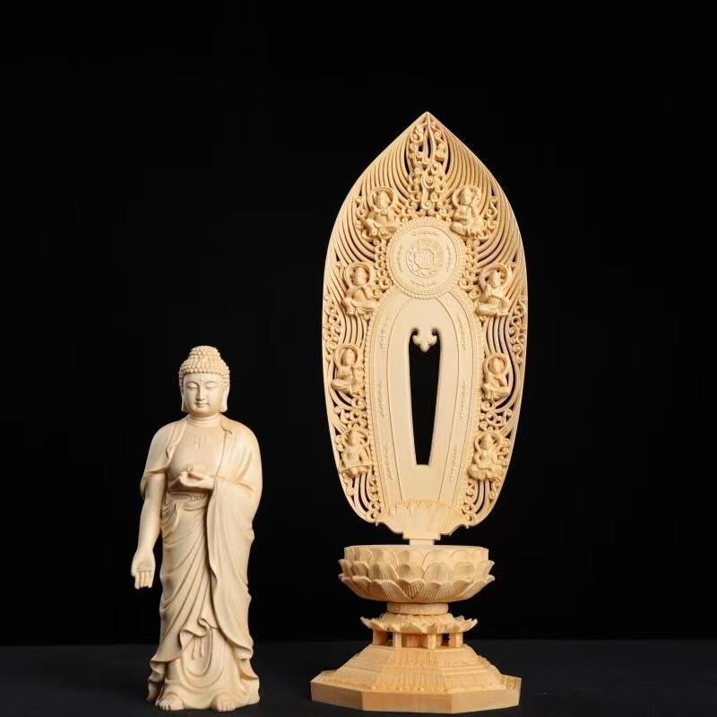 wood carving shakyamuni buddha statue Founder of Buddhism Home Living Room Office Wealth Luck Feng Shui Decor Great Buddha