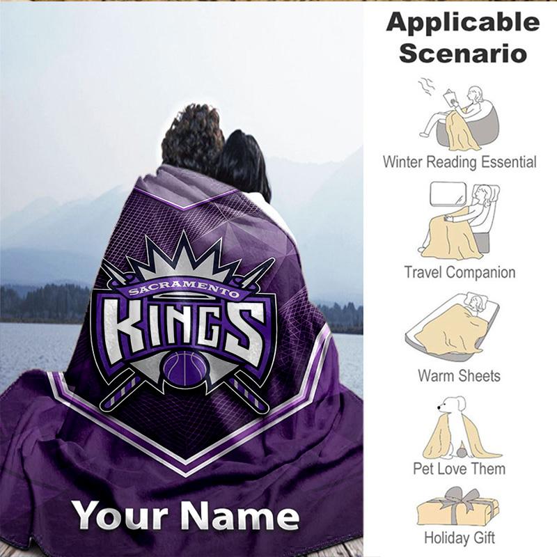 Custom Name Blanket Sacramento Basketball Logo Blanket Bedding Blanket for Travel, Camping, Living Rooms, Offices, Sofas, Fan Christmas gift