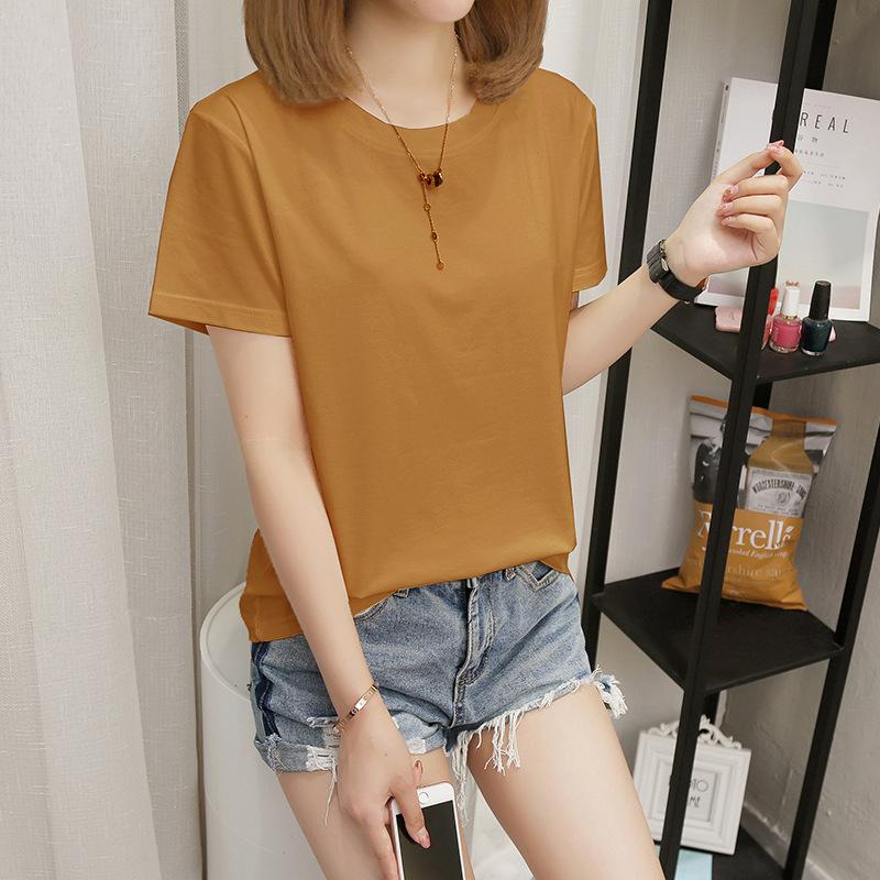 GMXIA Dopamine Blank Summer Dress Loose Solid Color Women's Top Round Neck Short Sleeve T-shirt Women's Dress