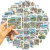 50 Hand-drawn Travel Map Graffiti Stickers Decorate Guitar Notebook Suitcase DIY Waterproof Stickers
