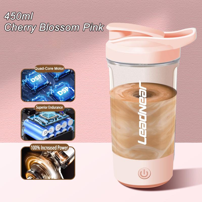 Portable Electric Blender USB Rechargeable Shaker Cup Sports Mixing Cup for Milkshakes, Coffee Fitness Protein powder Shaker Cup 450ml розовый