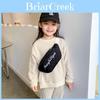 Fashionable Lightweight Canvas Crossbody Bag For Children With Durable Zipper And Cute Letter Print