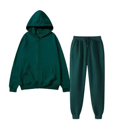 Men Solid Zip Up Hoodie Tracksuit 2 Piece Set Drawstring Jogger Pants Casual Sports Sweat Suit