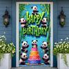 Geburtstags-Fotohintergrund Niedliches Panda-Design Banner Geburtstagsfeier-Banner Blauer Hintergrund Geburtstagsveranstaltungs-Display Für Panda