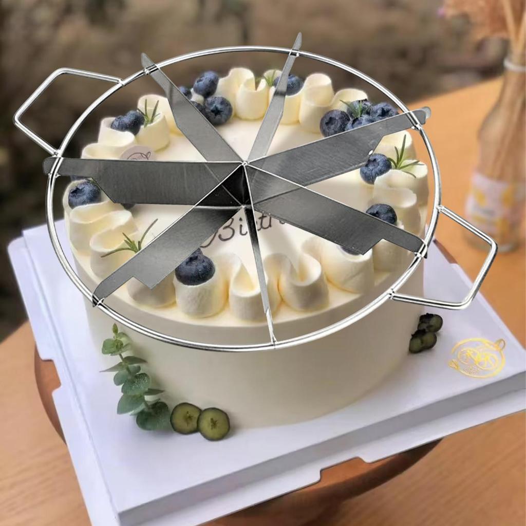Stainless Steel Cake Divider 6/7/8 Divisions Non Stick Round Pastry Cheese Pizza Cutting Press Tool With Side Handles