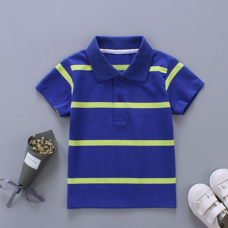Summer Children's Clothing Boys and Girls Short Sleeve Striped Embroidered T-Shirt Children's Summer Top Baby Clothes