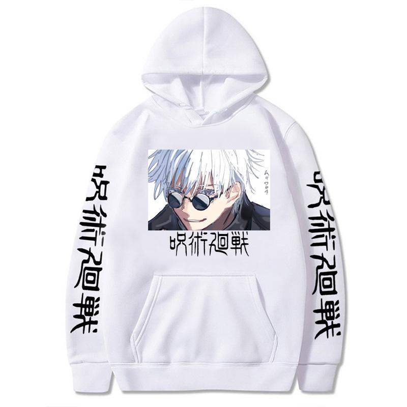 Anime Jujutsu Kaisen Gojo Satoru Graphic Printed Hoodies Oversized Hooded Vintage Long Sleeves Cotton Hoodie Men Women Clothes
