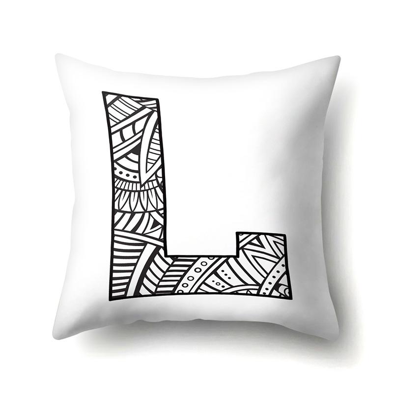 Polyester Pillow Case Pencil Drawing Geometric Decorative Print 26 English Letters Pillow Cushion Cover Simple