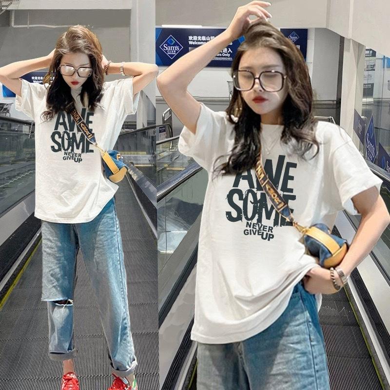 

2025 новая европейская универсальная повседневная хлопковая футболка с коротким рукавом женский уникальный шикарный топ высокого класса ins тренд S