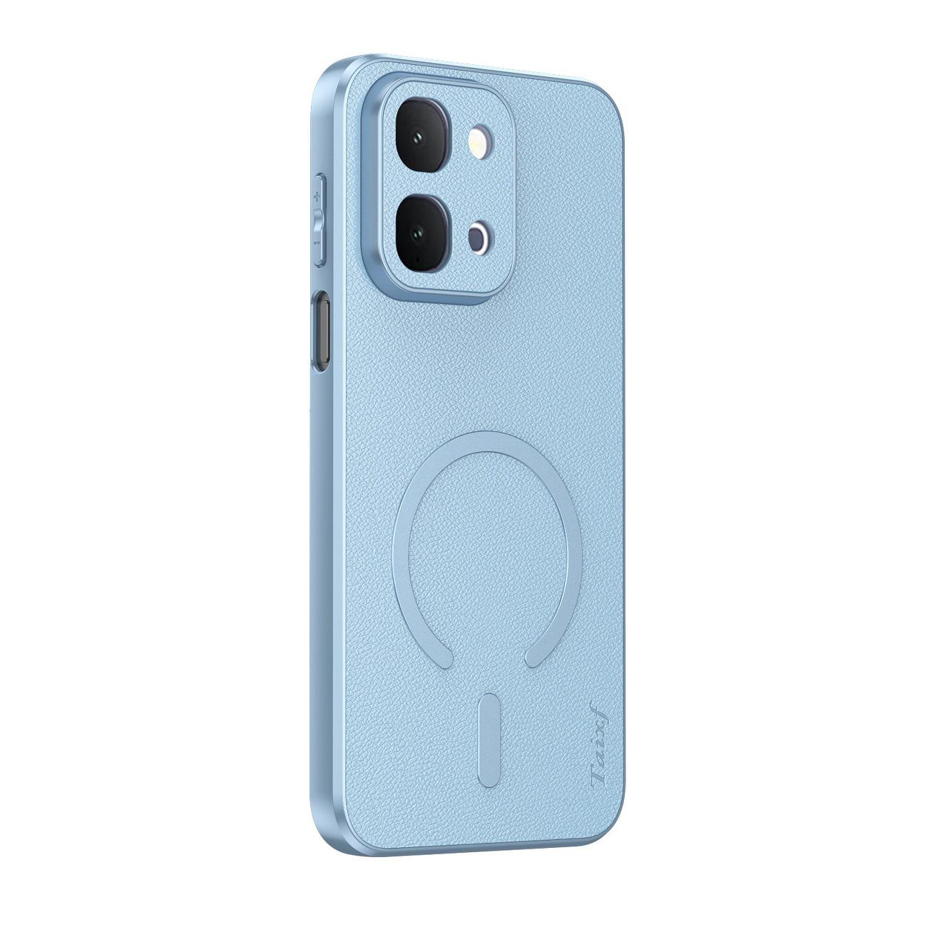 Vivo Y500i Phone Case with Built-in Magnetic Suction, Goatskin Full Protective Cover, compatible with iQOO Z11X. Vivo Y500i
