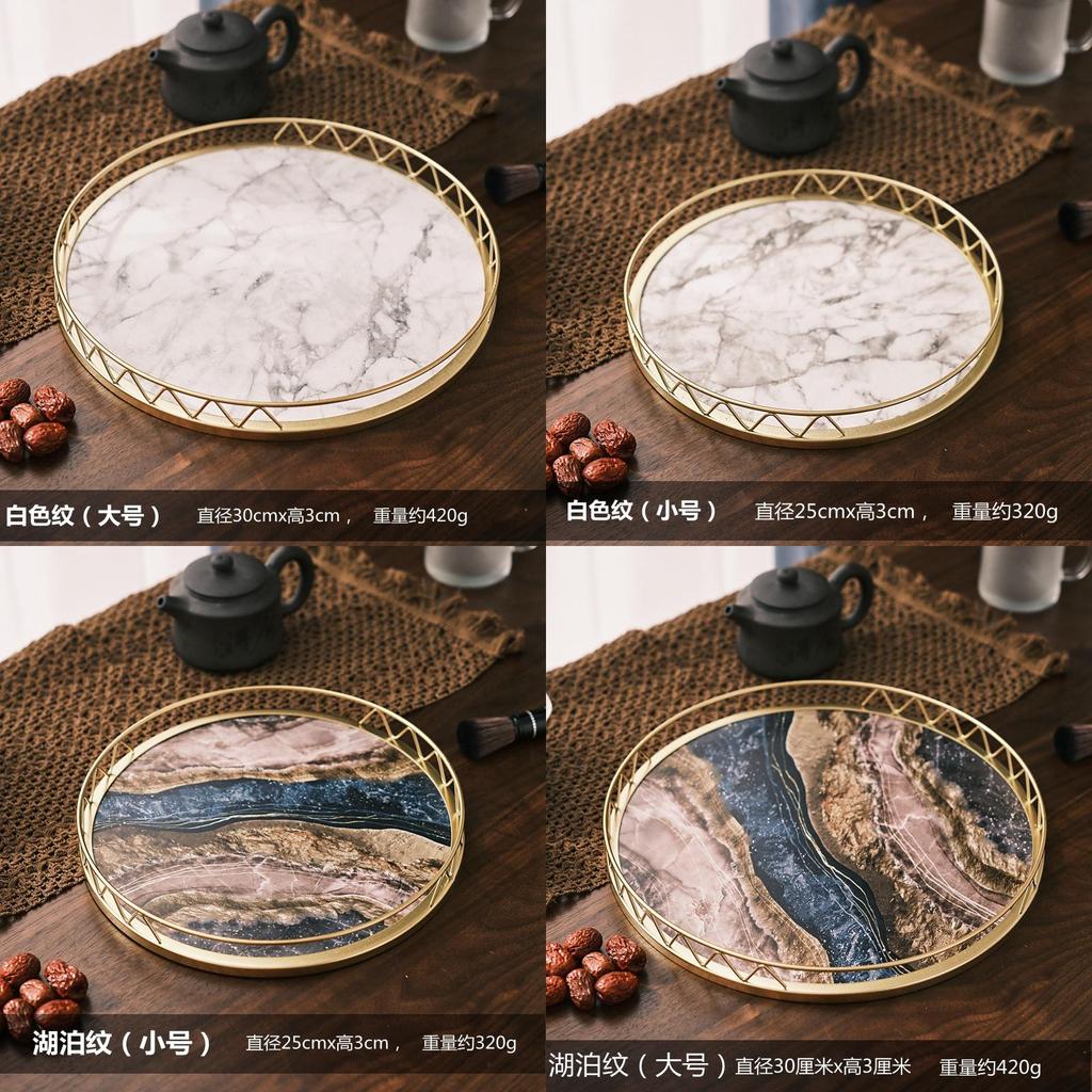 Minimalist Marble Snack Tray With Storage For Home Office And Relaxation