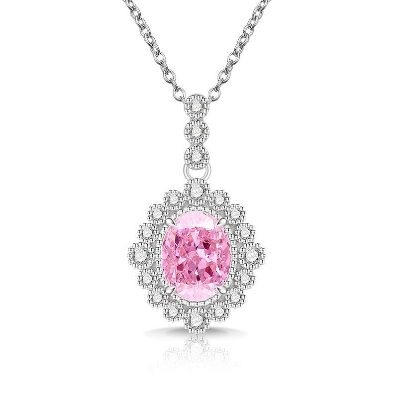 2026 Color Treasure High Carbon Diamond Ice Flower Cut Pigeon Egg Necklace Plated Real Gold Egg Shaped Pendant