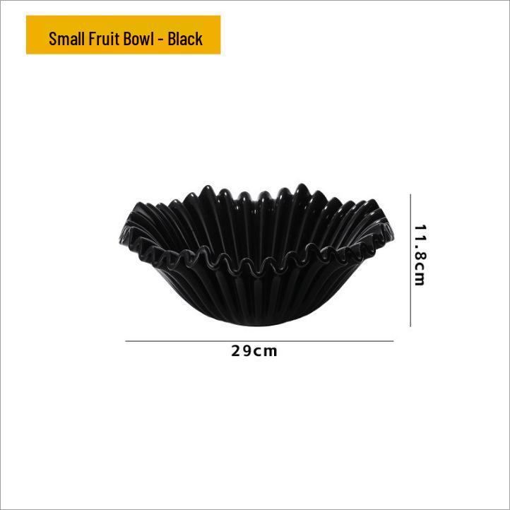 Luxury Black Ceramic Fruit Bowl - French Tabletop Decorative Tray