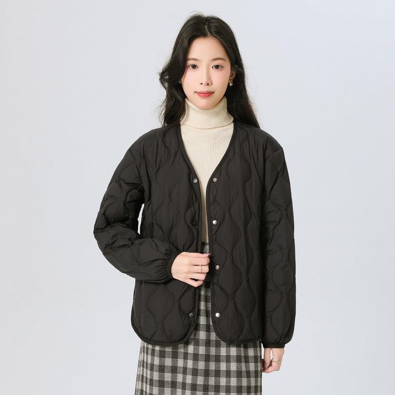 Cloud V-neck liner down jacket women's white duck down light and thin long-sleeved short light autumn and winter new gourd jacket