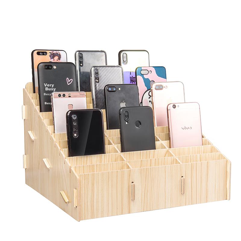 Jinlongxing Wooden Desktop Multi-Compartment Phone Storage Box for Office Meetings, Classrooms, And Schools, 36 Slots
