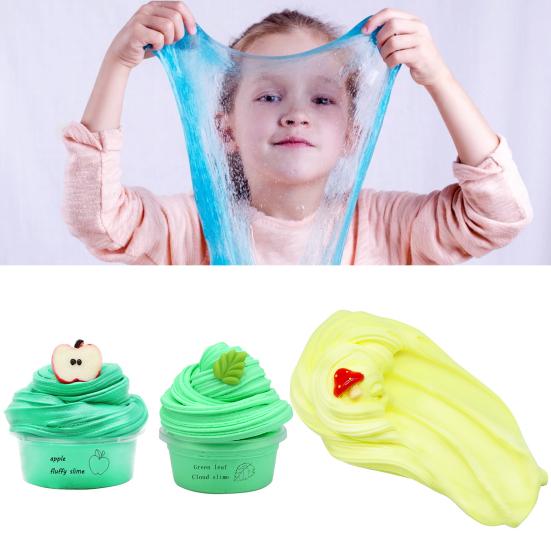 60ml Butter Slime Non-sticky with Charm Super Soft Stress Relief Fruit Cherry Slime Toy for Children