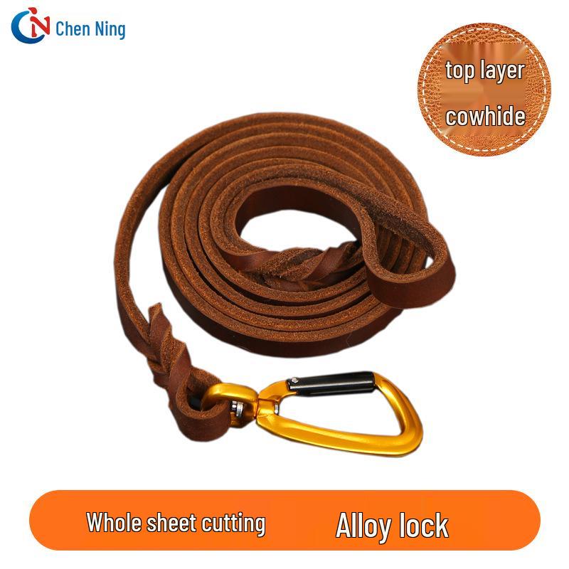 Genuine Cowhide Leather Dog Leash for Golden Retrievers & German Shepherds - Durable Walking Rope