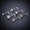 3PCS Pink Crystal Bend Nose Piercing Stud Set Spider Nose Ring Bulk Twist Butterfly Nose Rings And Studs Pack Piercing Nariz Lot