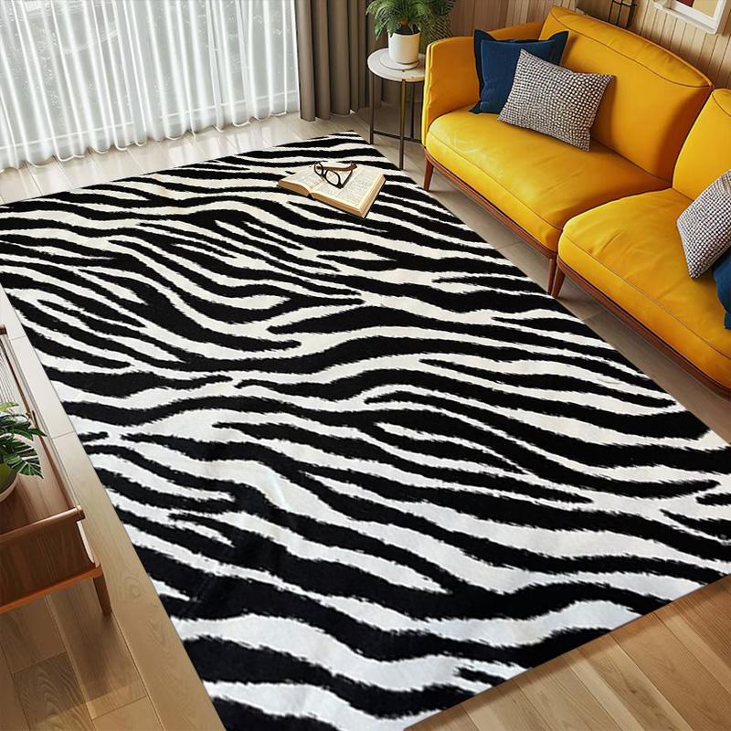 Zebra-Muster Wohnzimmer Rutschfester Teppich Weicher Teppich für Schlafzimmer Spielzimmer Sofabereich Büro Heimdekoration Fußmatte Weihnachtsgeschenk C9301803
