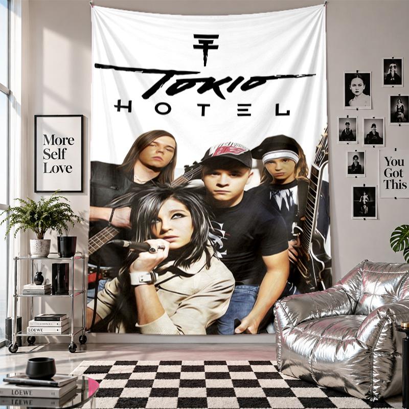 Wall TapestryTokio Hotel Art Hanging Cloth Decorative Background Cover for Room Decoration