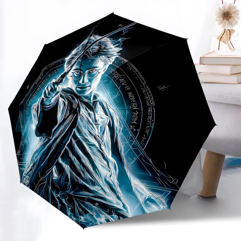 1pc Harry Potter Automatic Folding Umbrella - Compact 8-Rib Design, Durable Plastic & Iron,  F104037