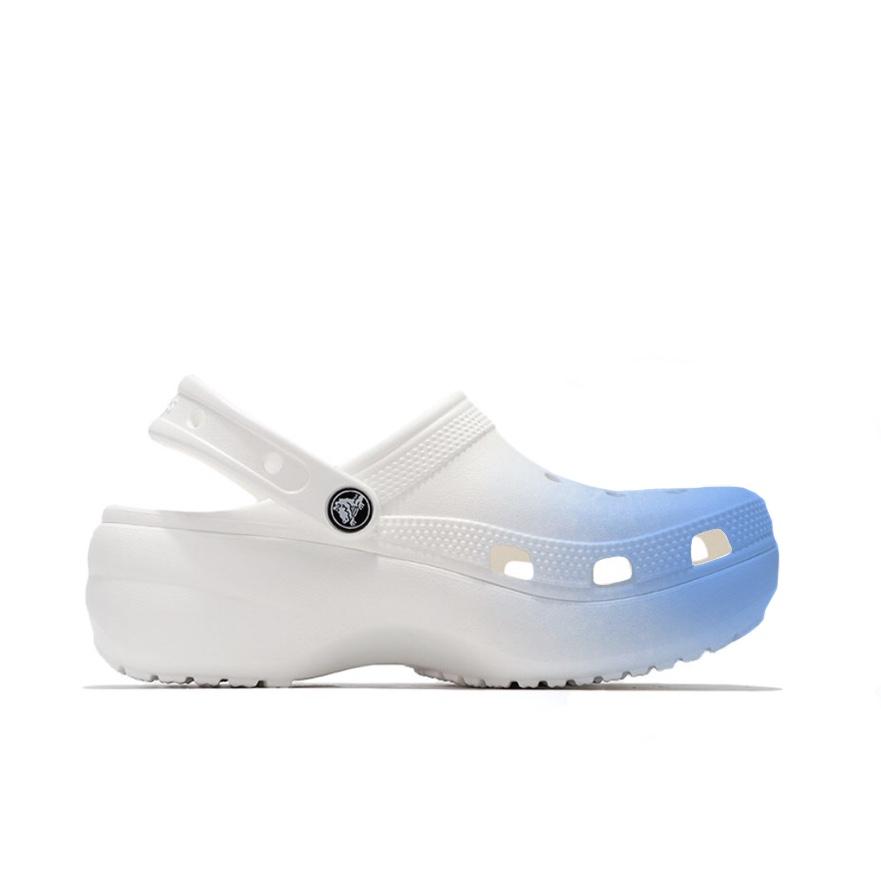 Crocs Classic Platform Clog Minimalist Blue Beach Girl School Style EVA Hole Shoes Unisex Blue
