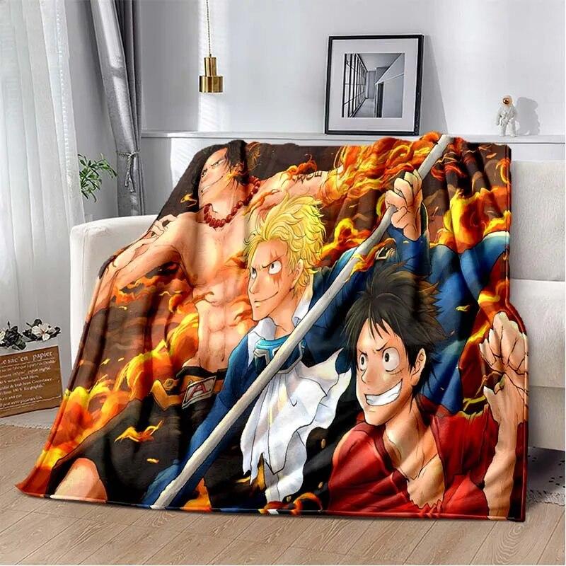 Couverture polaire avec personnage de dessin animé japonais célèbre, pour lits, randonnée, pique-nique, couette épaisse, couvre-lit à la mode