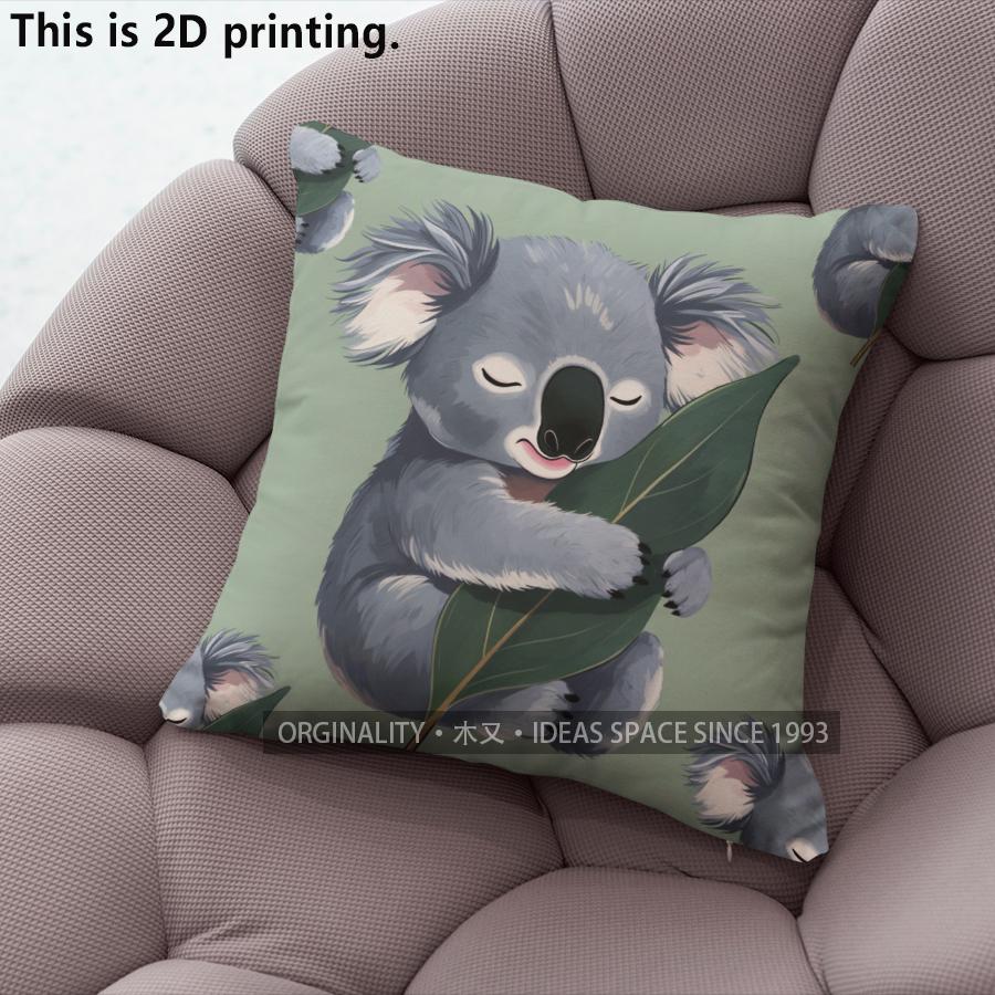 Cute Koala Printed Throw Pillow Cases Home Decor Pattern Cushion Cover Suitable For Sofa Bedroom Car Pillow Cover