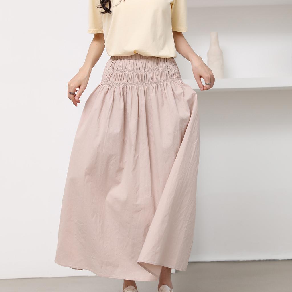 New Autumn Women's Skirt with High Waist Mid-length Gentle Style Small Solid Color Puffy Skirt