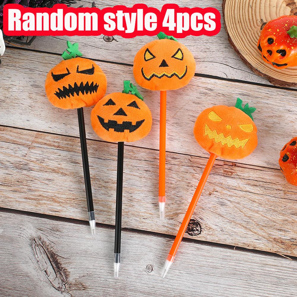4Pcs Halloween Wacky Pumpkin Pens, 0.7mm Black Ink, Perfect for Use in Schools Classroom Rewards Stationery, Halloween Parties Unique Gift, Pumpkin He