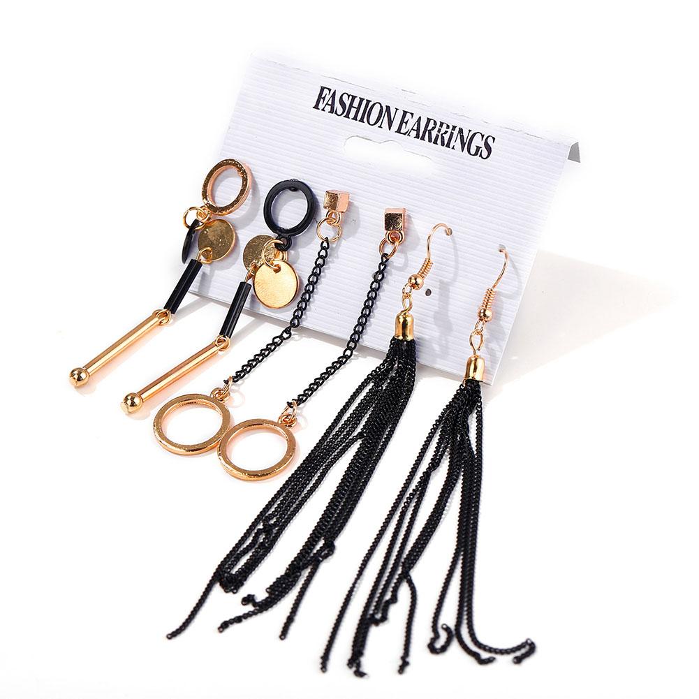 4 Pairs Women Fashion Irregular Fringed Earrings Set